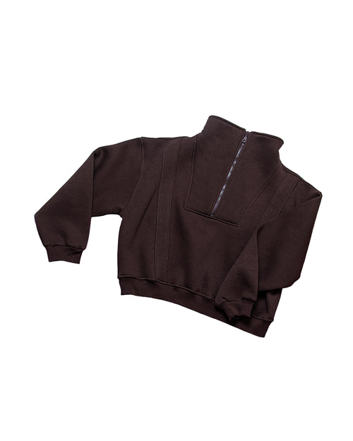 Brown Cropped Quarter Zipper