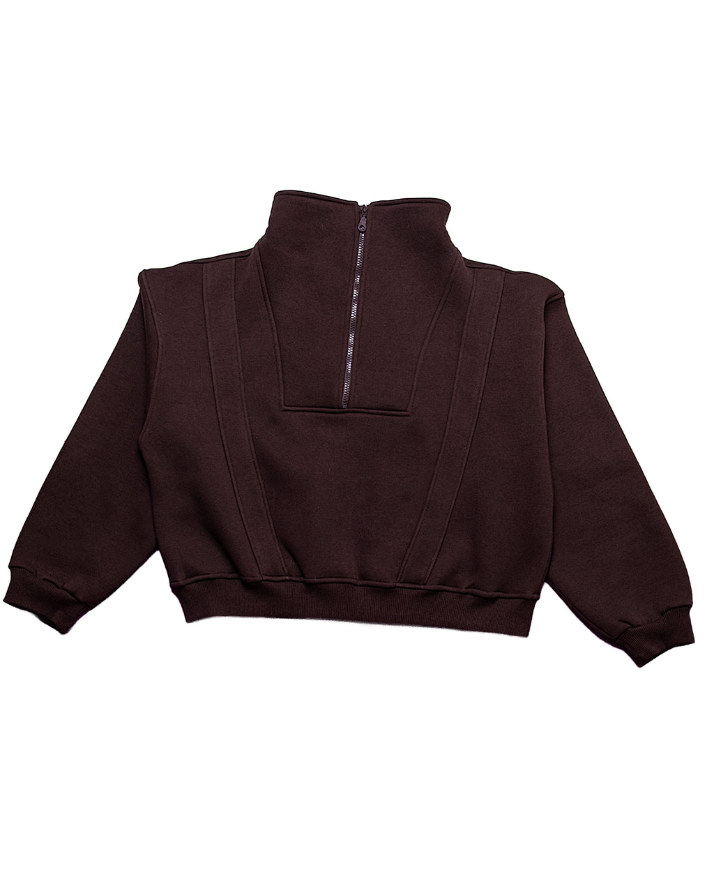 Brown Cropped Quarter Zipper