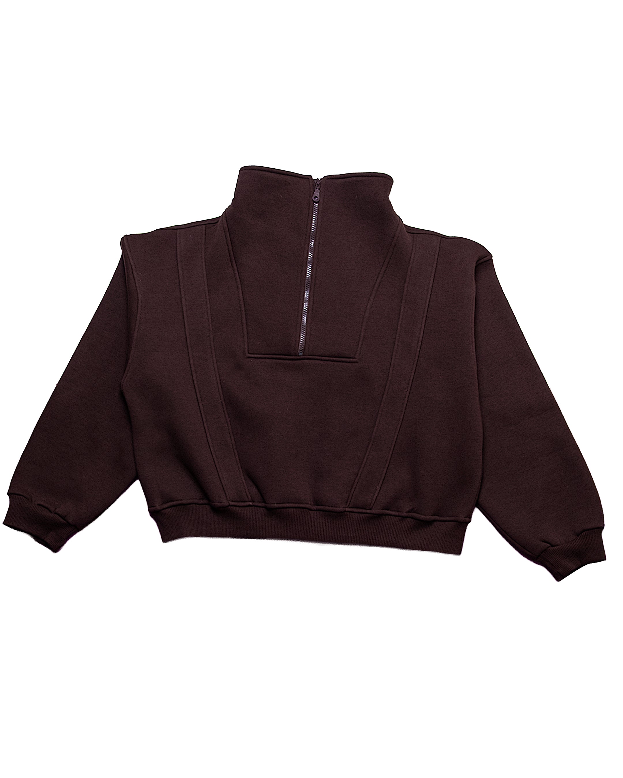 Brown Cropped Quarter Zipper