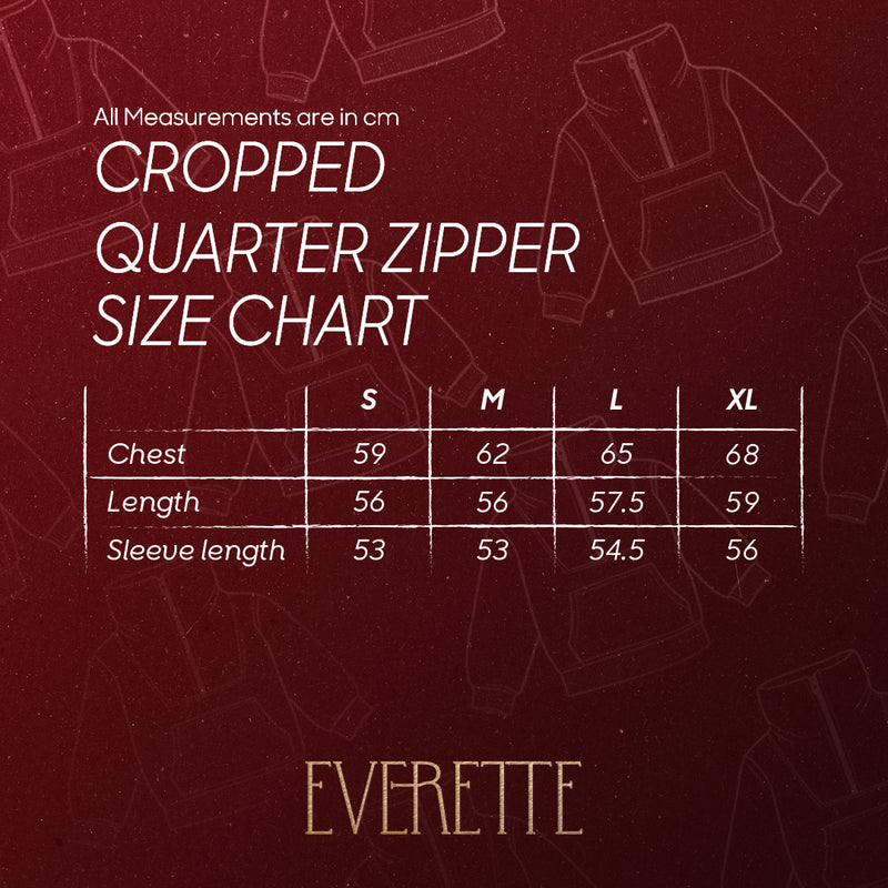 Size chart for Brown Cropped Quarter Zipper