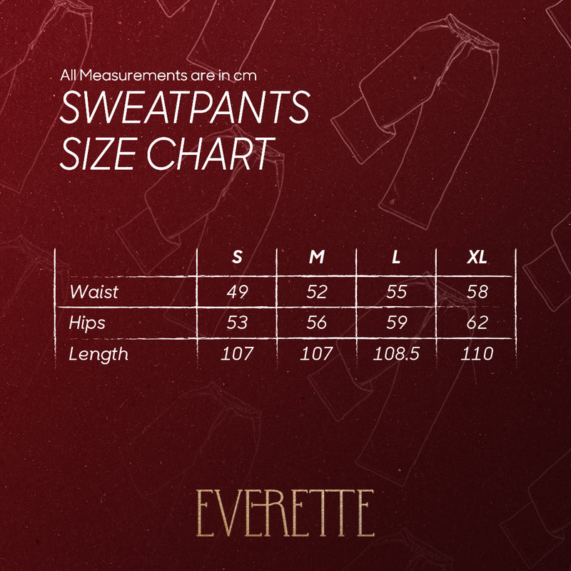 Size chart for Brown Sweat Pants